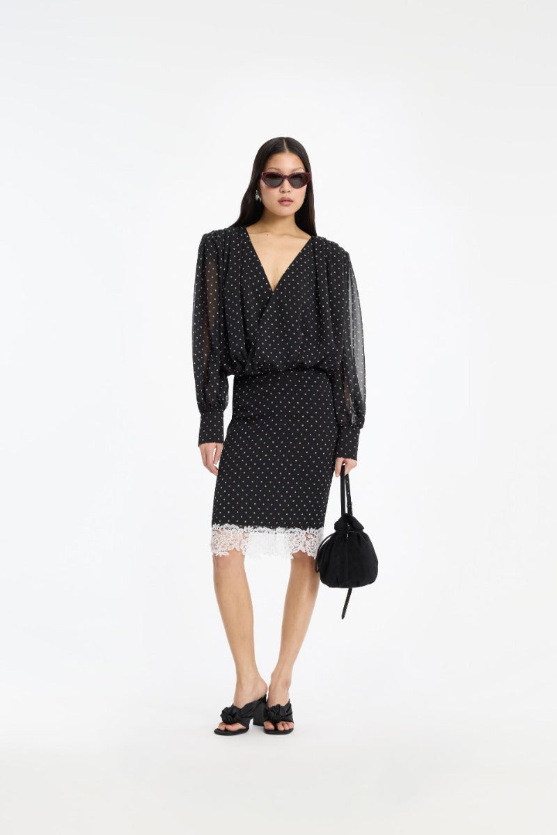 ROTATE RUCHED BLOUSE BLACK