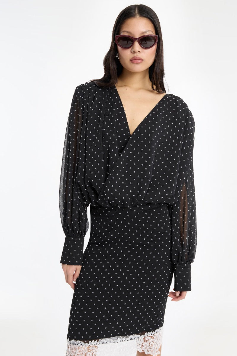 ROTATE RUCHED BLOUSE BLACK