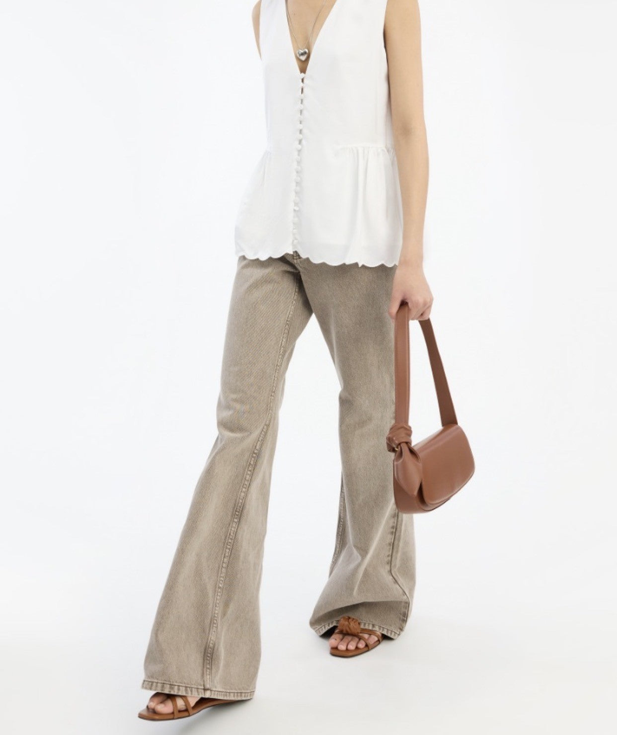 ROTATE FLARED HIGHWAISTED JEANS- DRIFTWOOD