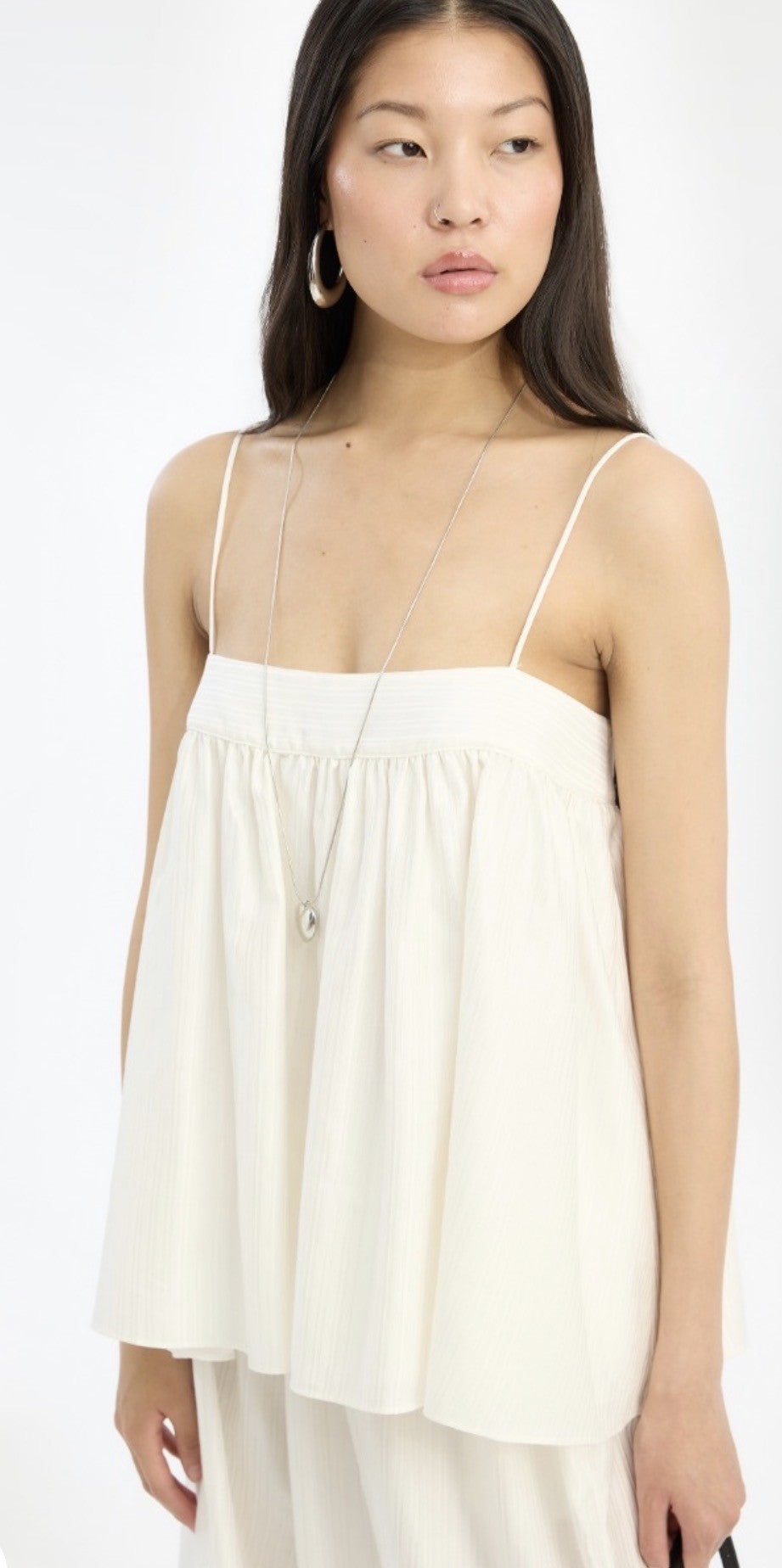ROTATE STRIPED SLIP TOP - WHITE