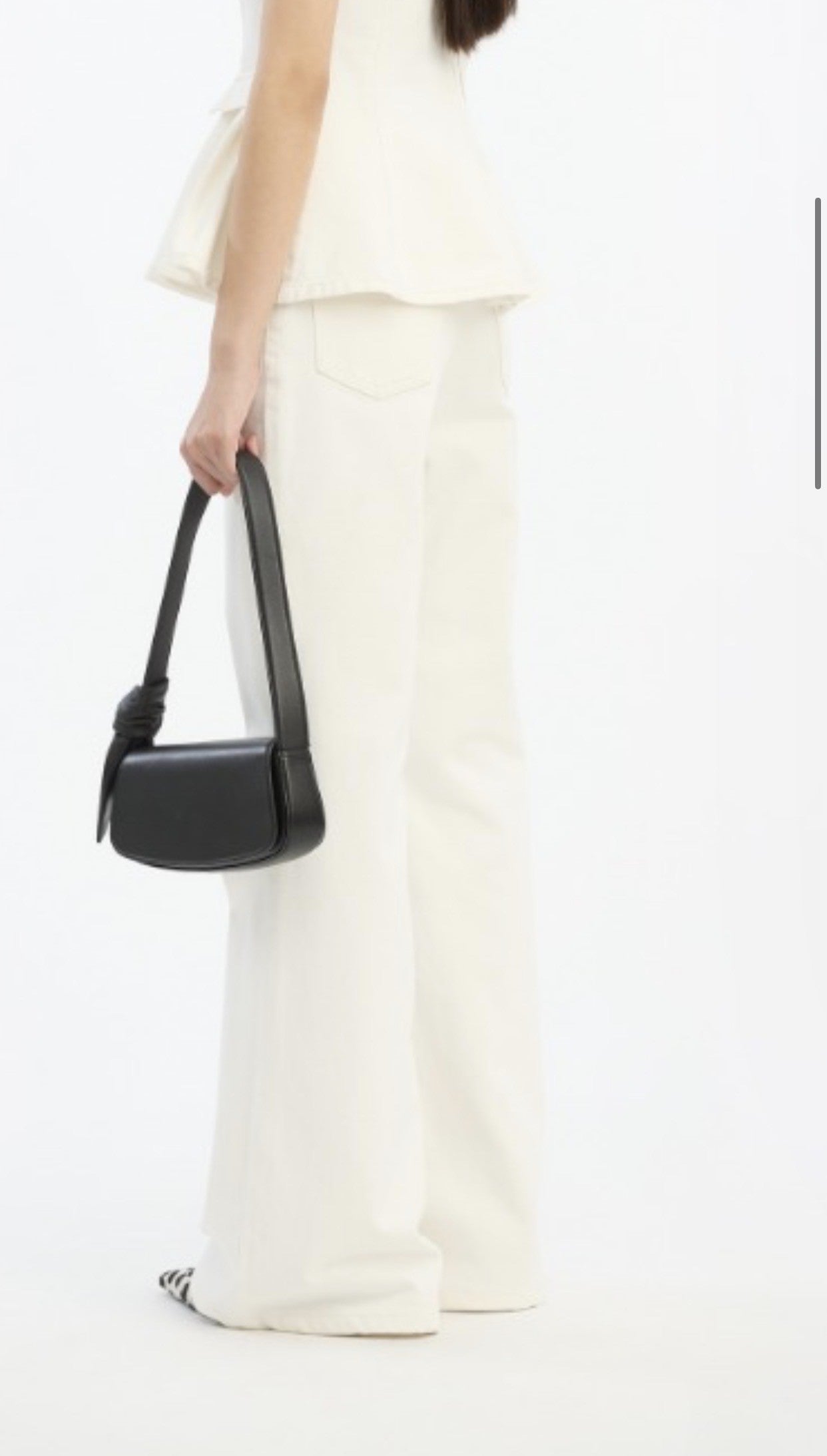 ROTATE FLARED HIGHWAISTED JEANS - RAW WHITE