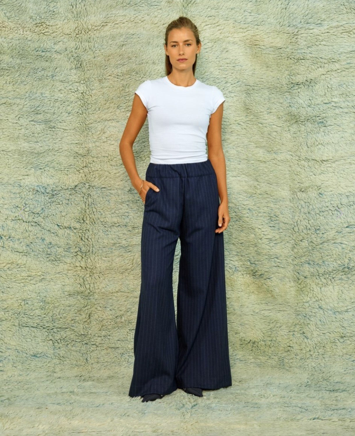 SEA ME HAPPY SUPER WOODY PANTS - PIN STRIPED - MIDNIGHT BLUE