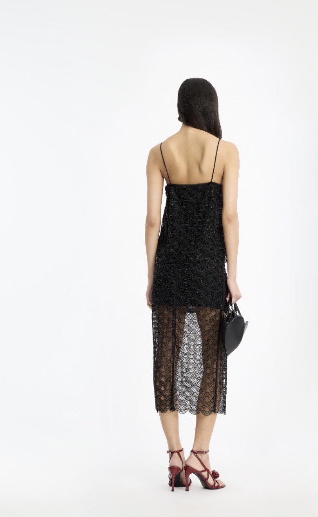ROTATE SEQUINS SLIP TOP -BLACK