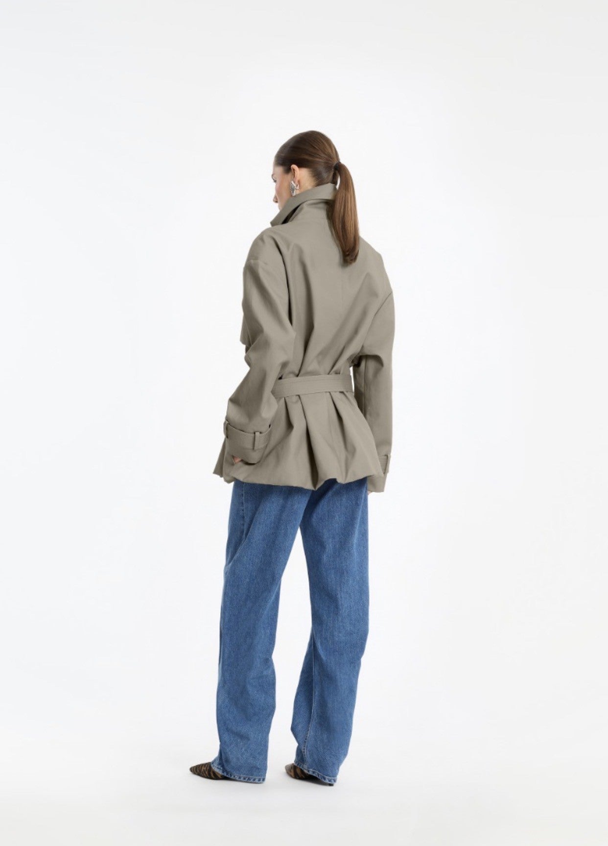 ROTATE SHORT TRENCHCOAT - ALUMINIUM