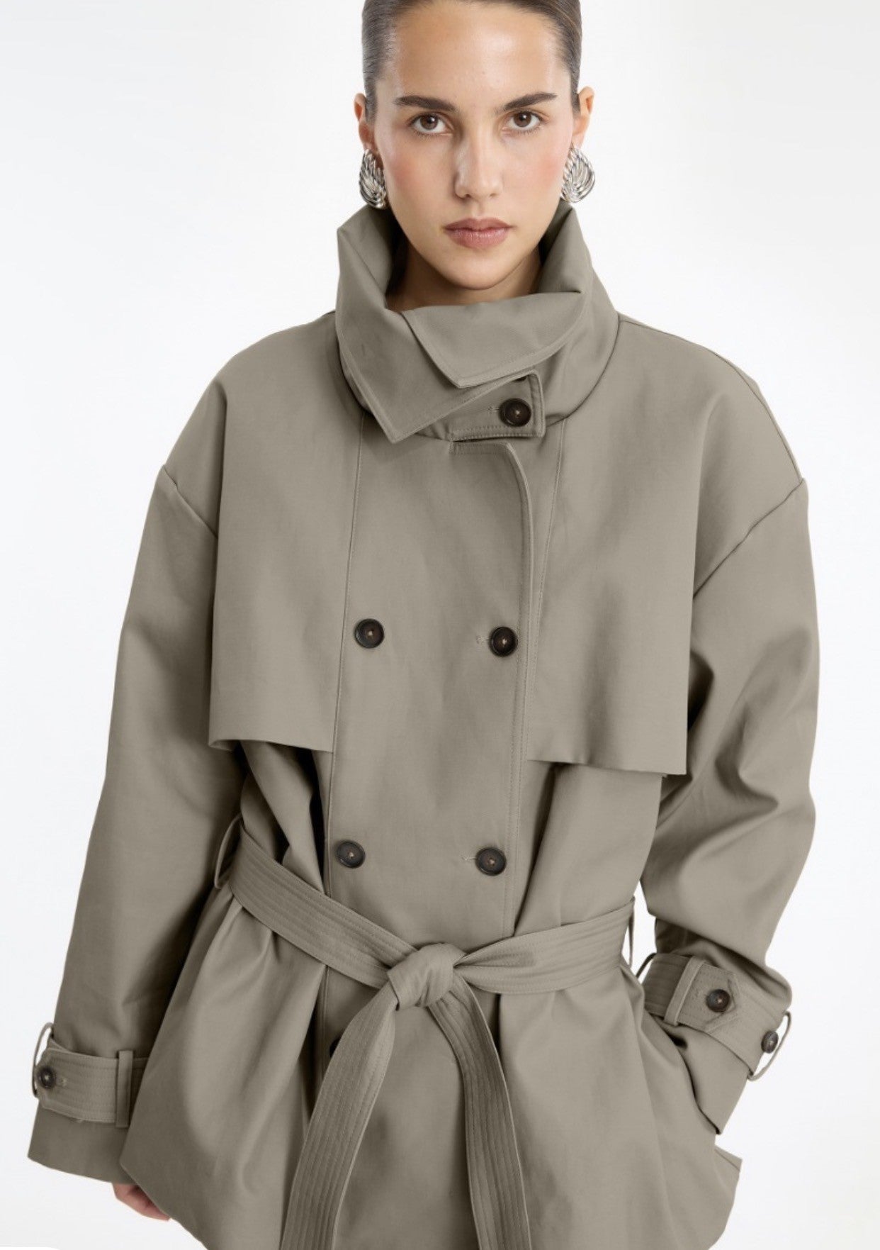 ROTATE SHORT TRENCHCOAT - ALUMINIUM