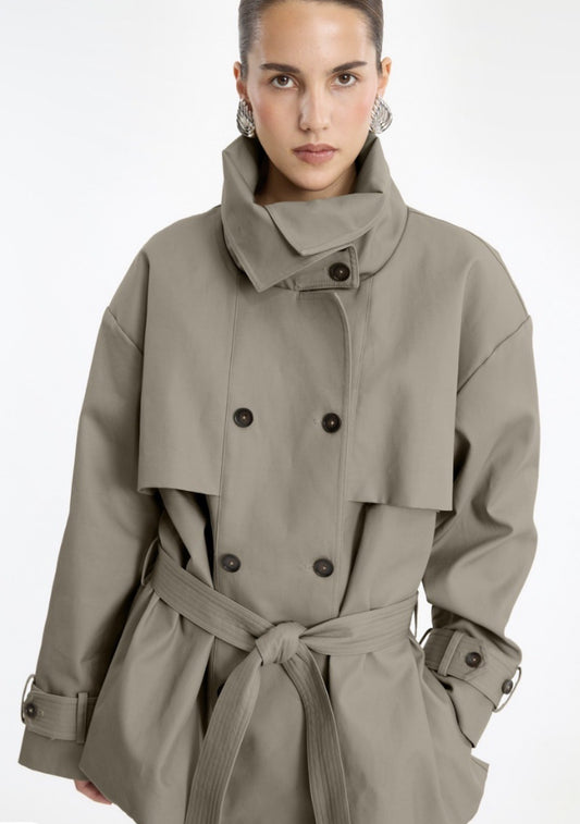 ROTATE SHORT TRENCHCOAT - ALUMINIUM