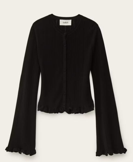 BA&SH VITIS LONG SLEEVED CARDIGAN - BLACK