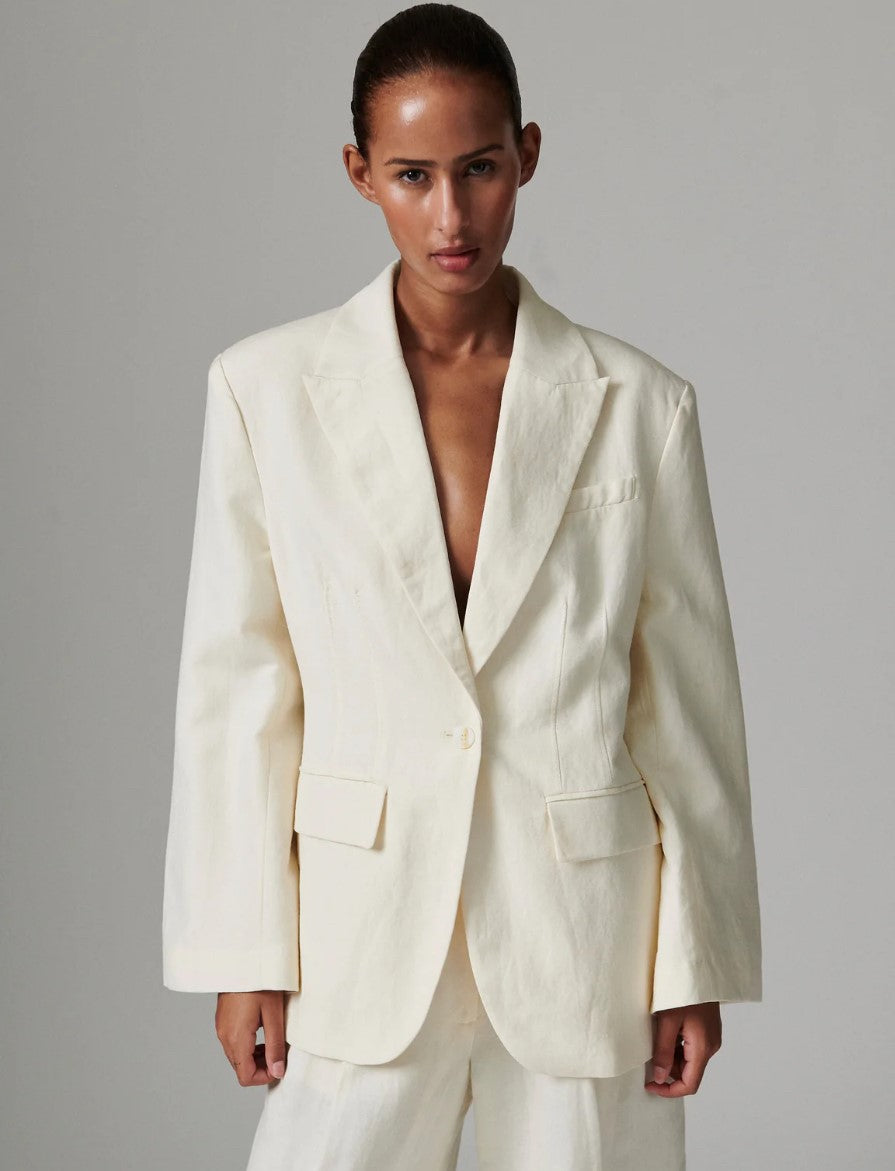 DAY ET BIRGER FIONA BLAZER - CONTRAST LINNEN - JET STREAM