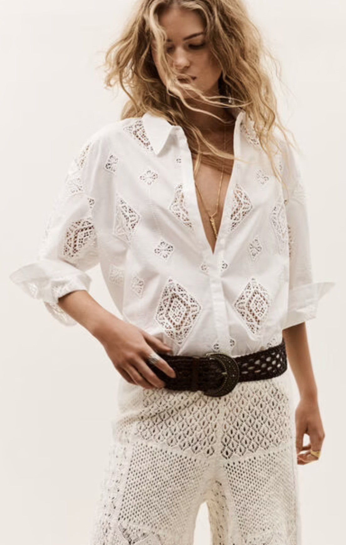 BA&SH MURIEL BLOUSE 3/4 MOUW - ECRU - WHITE